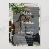 Invitation Script moderne transparent photo simple mariage (Devant / Derrière)