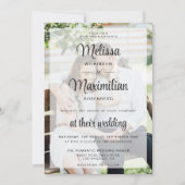 Invitation Script moderne transparent photo simple mariage (Devant)
