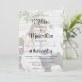 Invitation Script moderne transparent photo simple mariage (Debout devant)