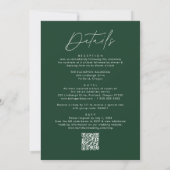Invitation Script moderne vert tout en un Mariage de code QR (Dos)