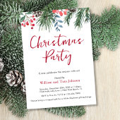 Invitation Script moderne Winter Holly Berries Noël fête