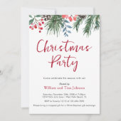 Invitation Script moderne Winter Holly Berries Noël fête (Devant)