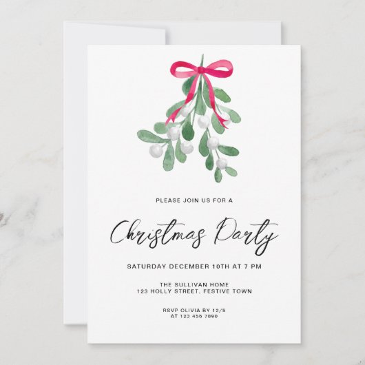 Invitation Script moderne Winter Mistletoe fête de Noël (Devant)