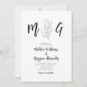 Invitation Script Monogramme Mariage botanique simple (Devant)
