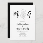 Invitation Script Monogramme Mariage botanique simple (Devant / Derrière)