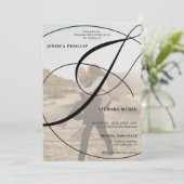 Invitation Script noir blanc 2 photo calligraphie mariage (Debout devant)