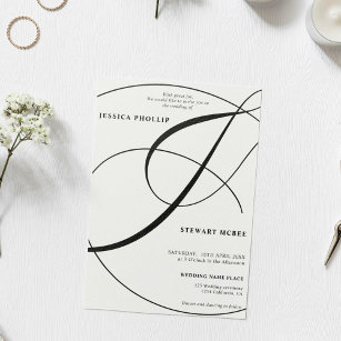 Invitation Script noir blanc tout en un mariage de calligraph