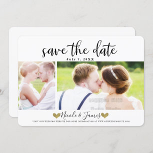 Invitation Script noir Enregistrer la date Mariage photo mode