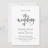 Invitation Script noir et blanc délicat Mariage simple (Devant)