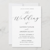 Invitation Script noir et blanc Élégant Mariage moderne (Devant)