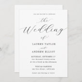 Invitation Script noir et blanc Élégant Mariage moderne (Devant / Derrière)