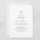 Invitation Script noir et blanc Genre photo neutre Baptême (Devant)