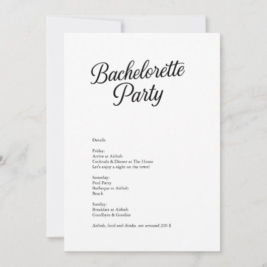 Invitation Script noir et blanc intemporel (Dos)