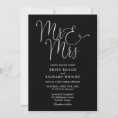 Invitation Script Noir Et Blanc M. Et Mme Mariage Photo (Devant)