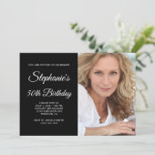 Invitation Script noir et blanc photo 50e anniversaire (Debout devant)