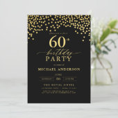 Invitation Script noir et or Soixante-60e anniversaire (Debout devant)