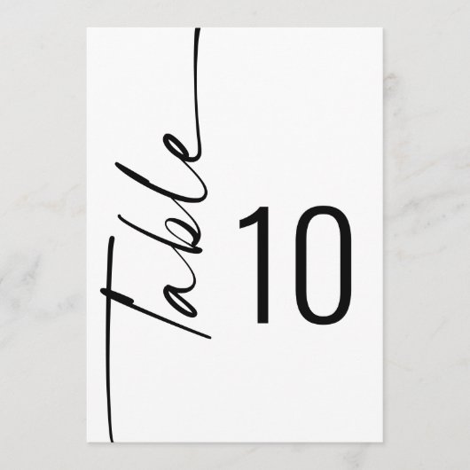 Invitation Script noir Mariage blanc Numéro de tableau imprim (Devant)