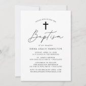 Invitation Script noir minimaliste moderne Baptême (Devant)