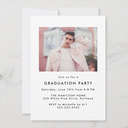 Invitation Script noir moderne 2 Photo Graduation Party (Dos)