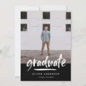Invitation Script noir moderne 3 photo graduation stylisée (Devant)