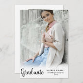 Invitation Script noir Moderne Diplômé Photo Graduate (Devant / Derrière)