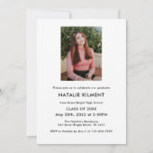 Invitation Script noir Moderne Diplômé Photo Graduate (Dos)
