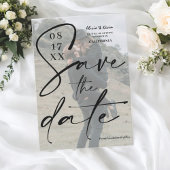 Invitation Script noir moderne enregistrer la photo de date