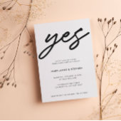 Invitation Script noir moderne Oui Partie d'engagement Mariag