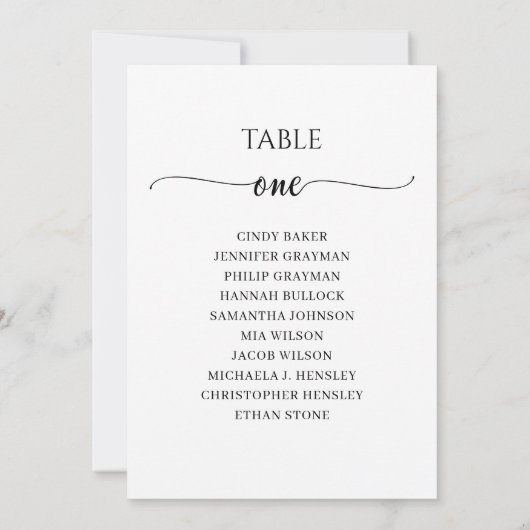 Invitation Script noir moderne Tableau Numéro 1 Tableau de si (Dos)