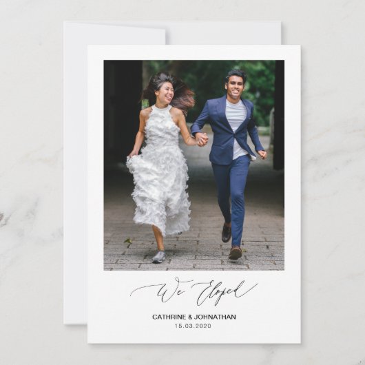 Invitation Script noir romantique, Elopement Mariage (Devant)