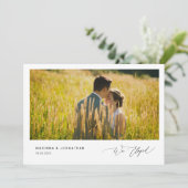 Invitation Script noir romantique,, Mariage intime (Debout devant)