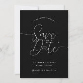 Invitation Script noms personnalisés mariage noir enregistrer (Devant)