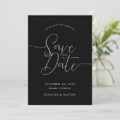 Invitation Script noms personnalisés mariage noir enregistrer (Debout devant)