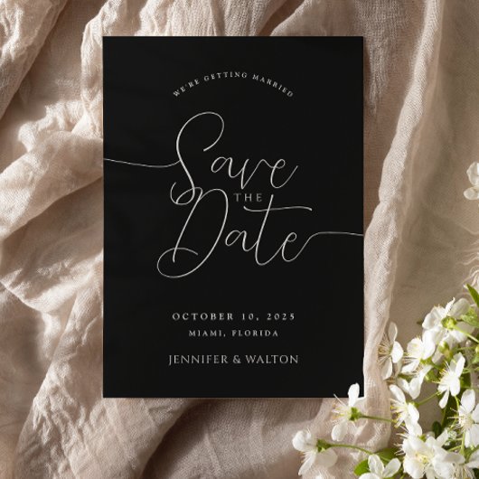 Invitation Script noms personnalisés mariage noir enregistrer