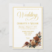 Invitation Script officiel Mariage floral rustique (Devant)