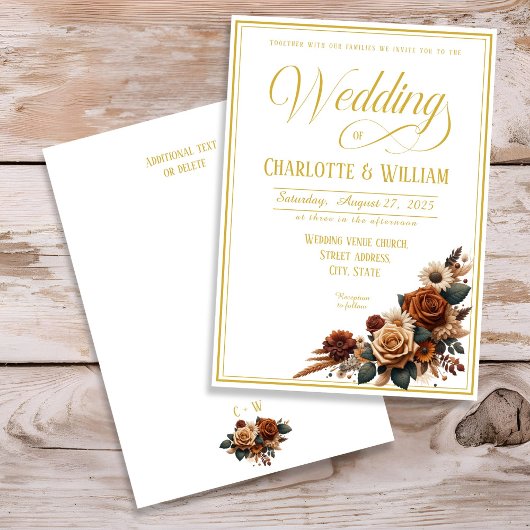 Invitation Script officiel Mariage floral rustique