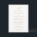 Invitation Script officiel Monogramme Or Mariage élégant<br><div class="desc">Faire-part de mariage de style traditionnel avec un design simple et classique avec votre monogramme en haut avec vos détails mariages entourés d'une bordure. Vos détails sont dans un élégant script faux or et peuvent être changés à n'importe quelle couleur que vous souhaitez en cliquant sur le bouton "personnaliser". Ce...</div>
