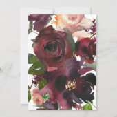 Invitation Script or Bourgogne peint Fête des mariées Fleurs (Dos)