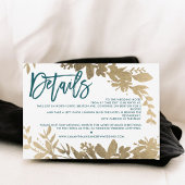 Invitation Script or chic Floral turquoise direction mariage
