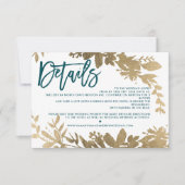 Invitation Script or chic Floral turquoise direction mariage (Devant)