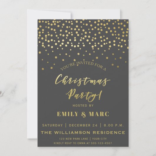 Invitation Script or & Confetti | Noël (Devant)