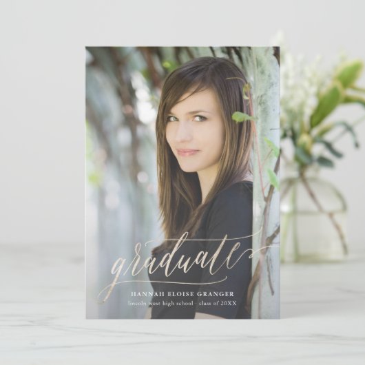 Invitation Script or doré Grad en Faux Foil (Debout devant)