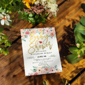 Invitation Script or et aquarelle Baby shower Floral Invitati