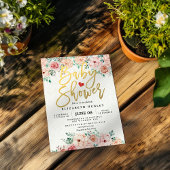 Invitation Script or et aquarelle Baby shower Floral Invitati