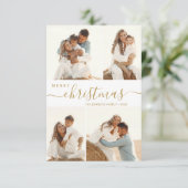 Invitation Script or moderne 4 Photo Christmas Holiday Card (Debout devant)