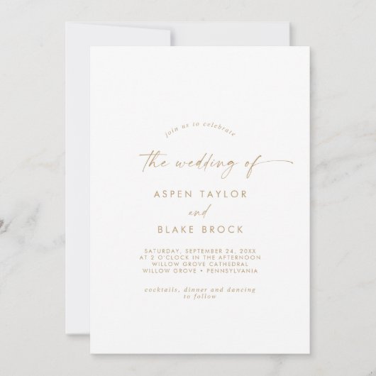 Invitation Script Or Moderne Le Mariage De L'Invitation (Devant)