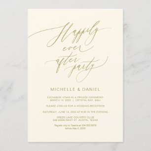 Invitation Script Or Romantique, Mariage Intime