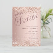 Invitation Script or rose parties scintillant Sweet 16 luxe (Debout devant)