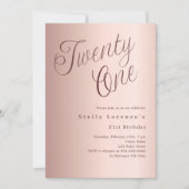 Invitation Script or rose simple 21e anniversaire (Devant)