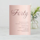 Invitation Script or rose simple 40e anniversaire (Debout devant)